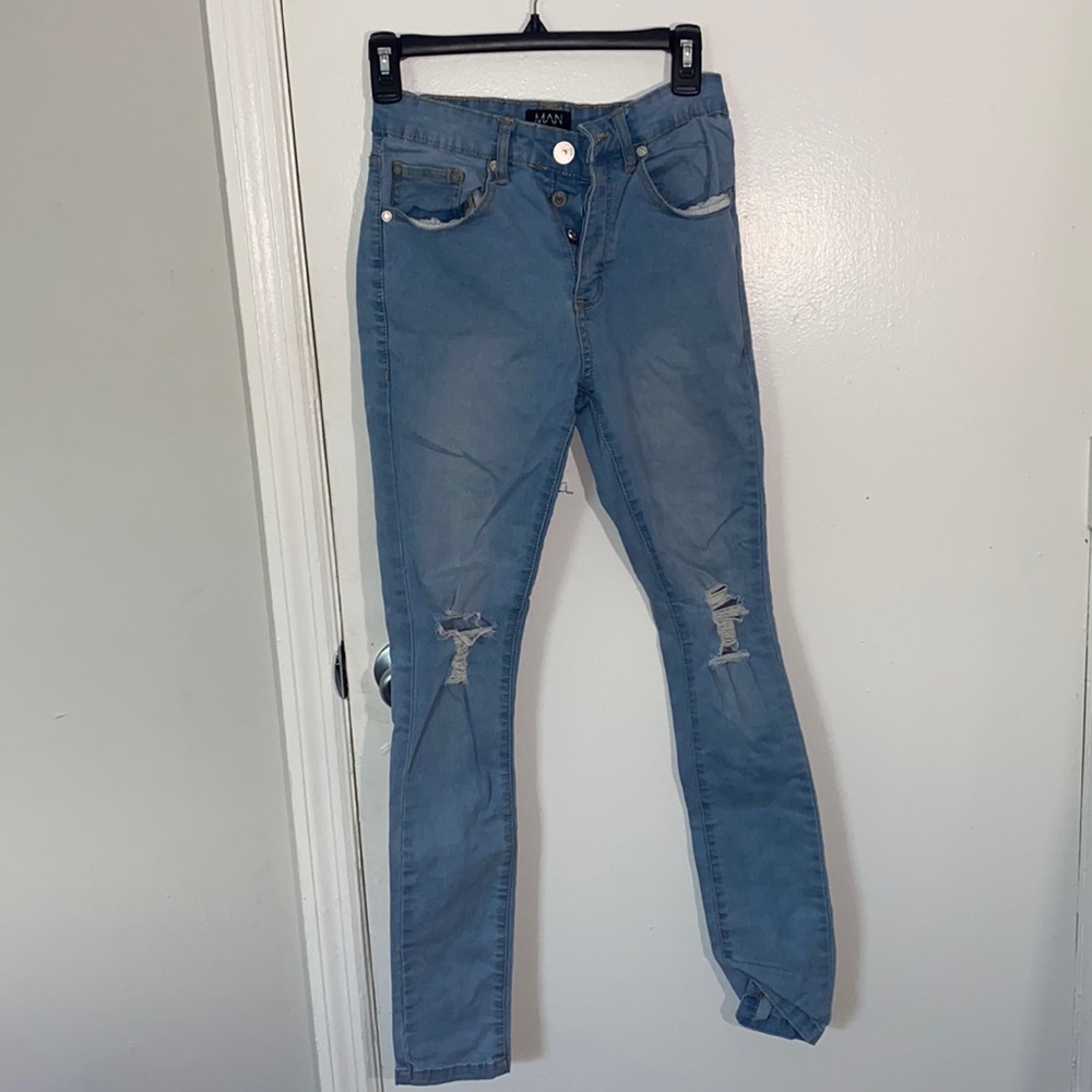 Ripped blue jeans
